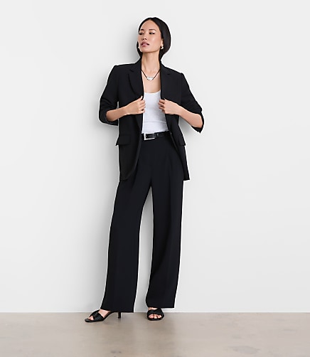 LOFT Versa Crepe Drape Pleated Relaxed Straight Pants