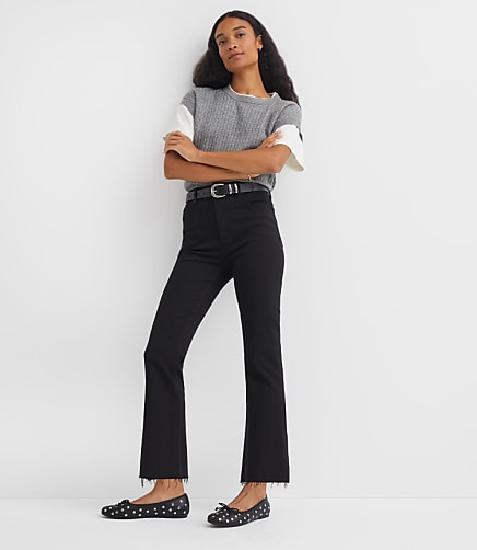 Petite Fresh Cut High Rise Kick Crop Jeans in Jet Black Wash