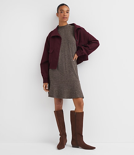 Petite Mock Neck Flounce Mini Dress