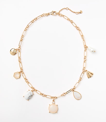 Pearlized Chunky Charm Necklace
