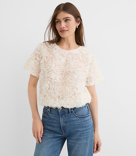 Floral Tulle Bubble Hem Tee