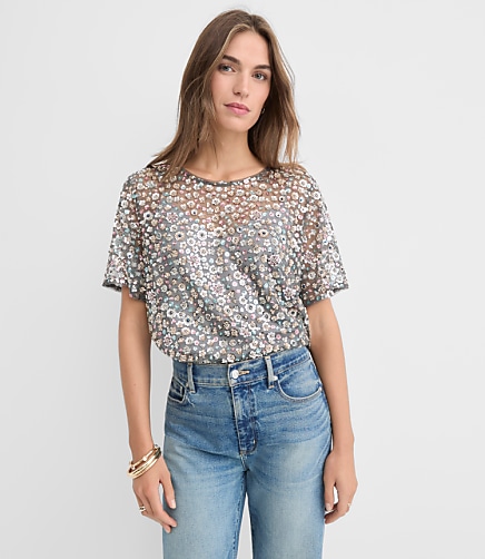 Floral Sequin Top