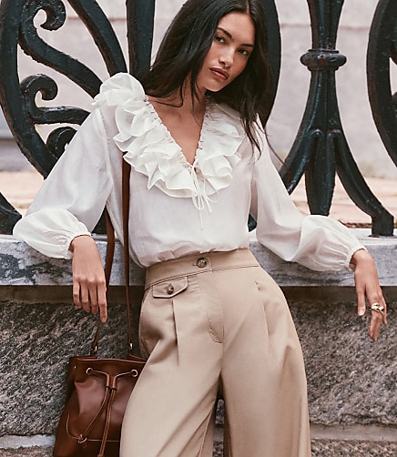 Ruffle Tie Neck Blouse