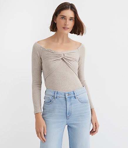 Ribbed Knot Off The Shoulder Top