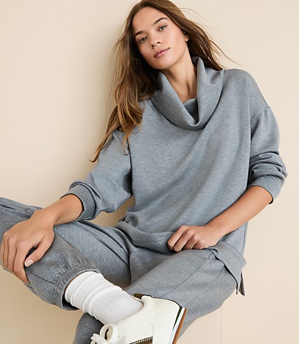 Lou & Grey Heathered Scubasoft Cowl Neck Tunic Top