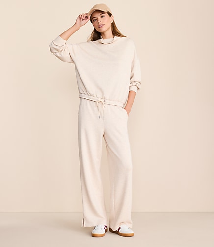 Lou & Grey Heathered Scubasoft Side Slit Straight Leg Pants