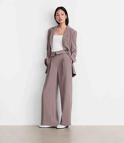 LOFT Versa Crepe Drape Foldover Waist Palazzo Pants