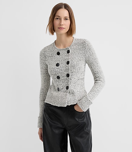 Boucle Cuffed Double Breasted Cardigan