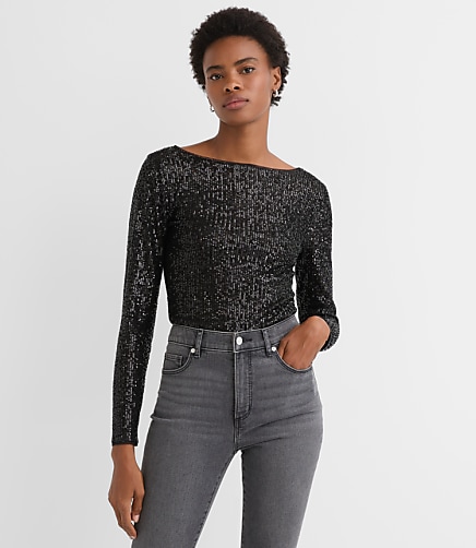 Petite Sequin Long Sleeve Tee