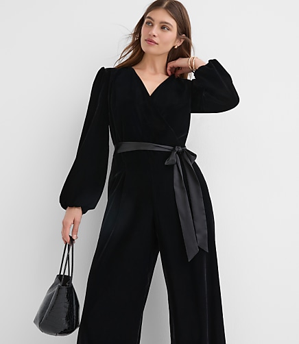Petite Velvet Wrap Jumpsuit