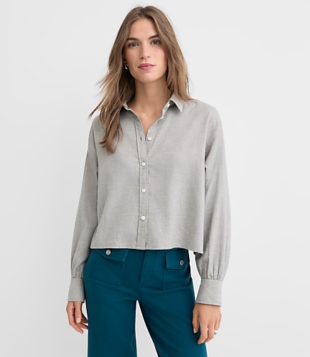 Petite Sparkle Herringbone Modern Everyday Shirt