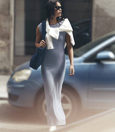 Lou & Grey Ribbed Open Back Midi Dress