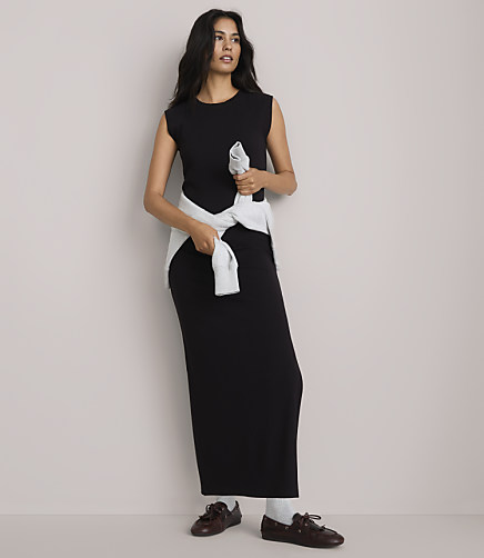 Lou & Grey Ribbed Open Back Midi Dress