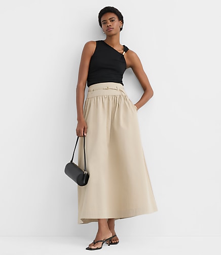 Twill Belted Maxi Pocket Skirt