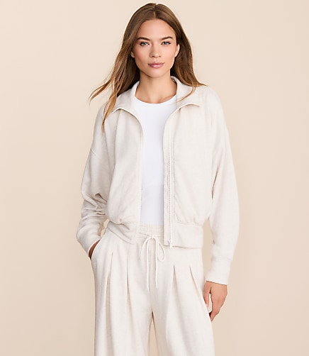 Lou & Grey Heathered Cozy Cotton Sweatshirt Jacket