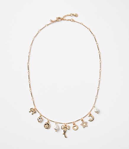 Mother Of Pearl Bow Charm Necklace
