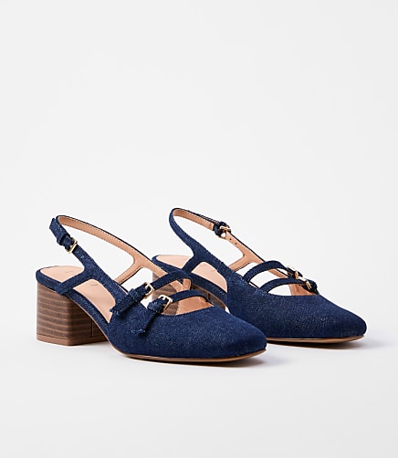 Denim Mary Jane Slingback Heels