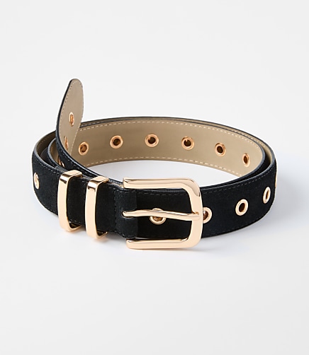 Grommet Double Metal Keeper Suede Belt