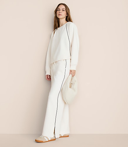 Lou & Grey Piped Elite Fleece Wide Leg Sweatpants