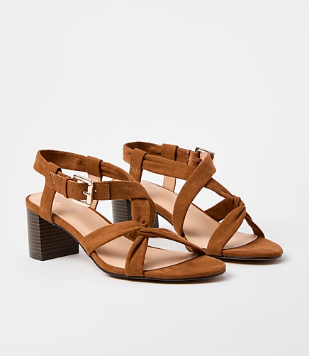 Strappy Block Heel Sandals - Cognac