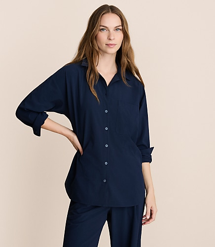 Petite Lou & Grey Seersucker Wanderweave Oversized Pocket Shirt