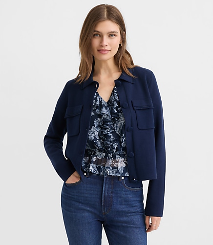 Embroidered Trim Sweater Jacket