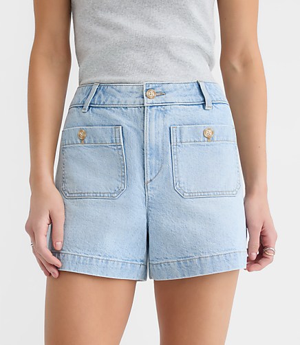 Petite Curvy Palmer Denim Shorts in Light Vintage Wash