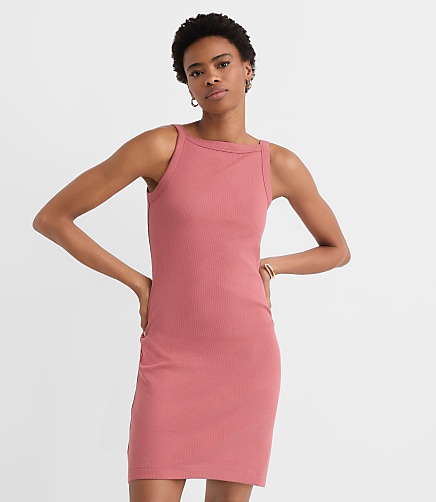 Perfect Ribbed Apron Neck Mini Dress
