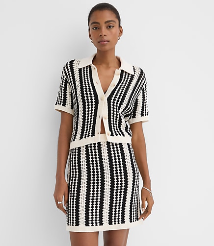 LOFT Beach Striped Crochet Mini Skirt