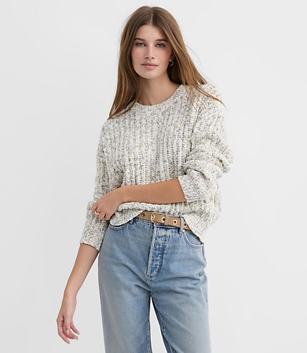 Petite Spacedye Ribbed Relaxed Sweater