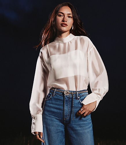 Satin Cami Mock Neck Blouse