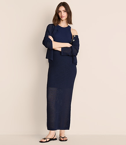 Petite Lou & Grey Mesh Stitch Maxi Sweater Skirt