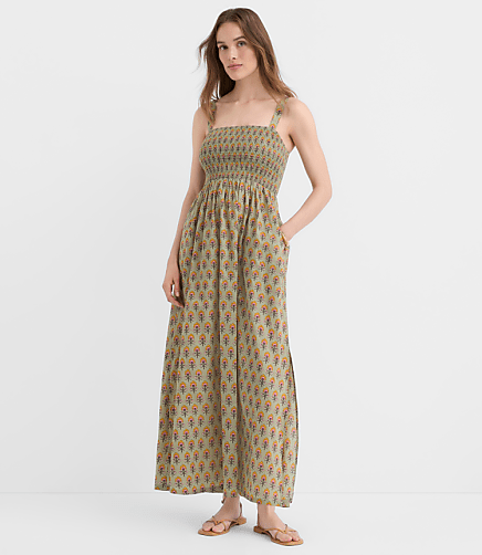 LOFT Beach Garden Smocked Maxi Pocket Dress