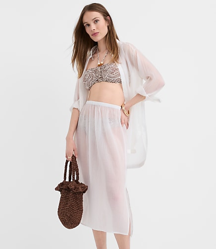 LOFT Beach Sheer Midi Skirt