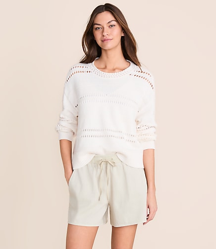 Petite Lou & Grey Pointelle Striped Sweater