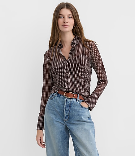 Pindot Sheer Mesh Shirt