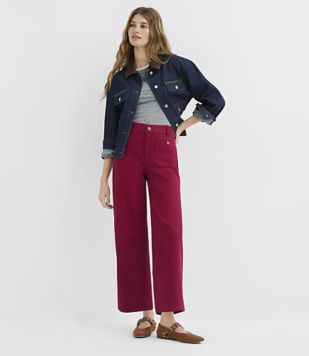 Palmer Wide Leg Crop Pants in Twill