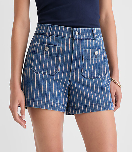 Curvy Palmer Denim Shorts in Red Stripe