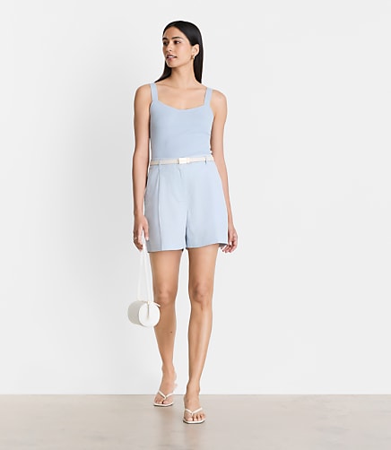 Petite LOFT Versa Pure Spun Pleated Shorts