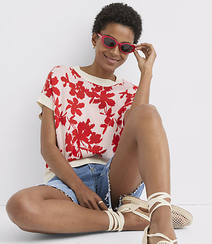 Floral Jacquard Wedge Sweater Tee