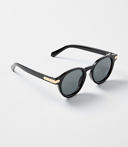 Metallic Trim Round Sunglasses