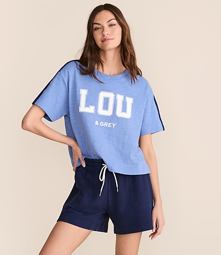 Lou & Grey Shoulder Stripe Soft Slub Logo Tee