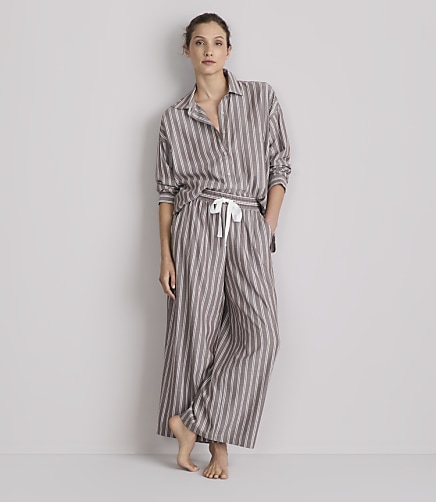 Lou & Grey Striped Twill Wide Leg Crop Pajama Pants