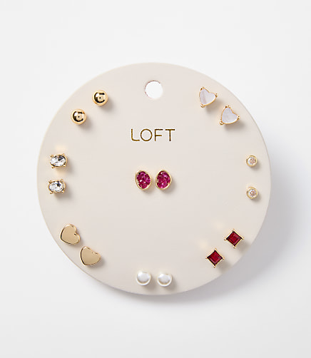 Sparkle Heart Stud Earring Set