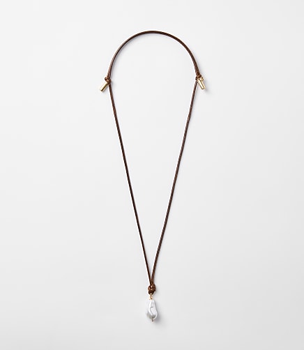Pearlized Cord Pull Tie Necklace