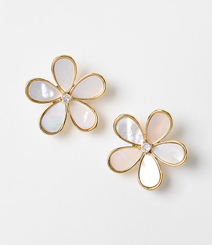 Mother Of Pearl Flower Stud Earrings