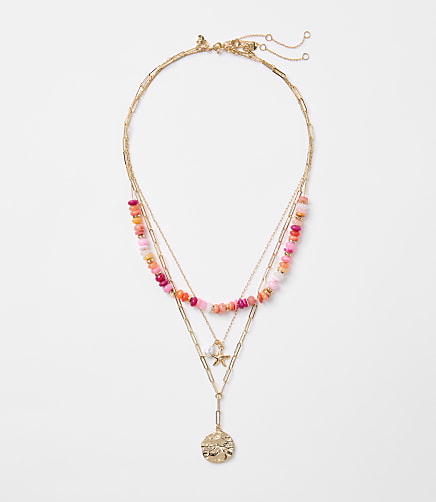 Starfish Coin Beaded Layered Necklace Set