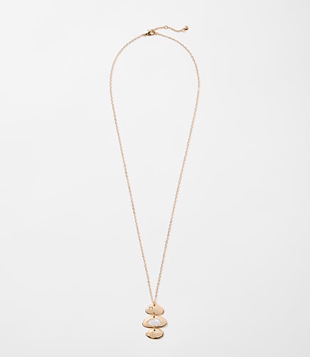 Pearlized Linear Molded Metal Necklace