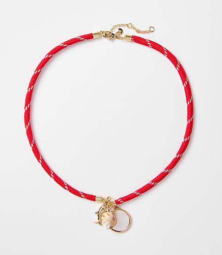 Fish & Seashell Rope Charm Necklace