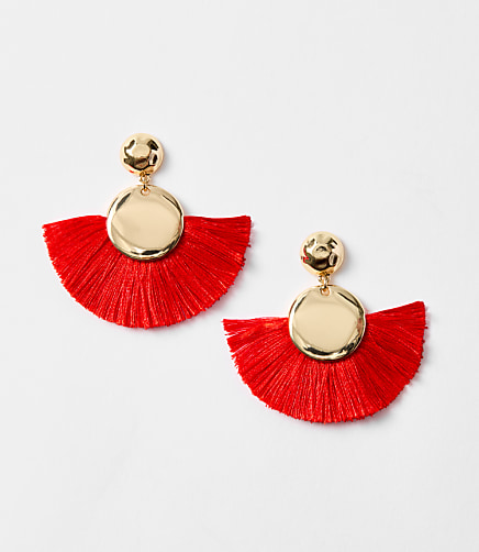 Fringe Fan Drop Earrings - Maple Cherry